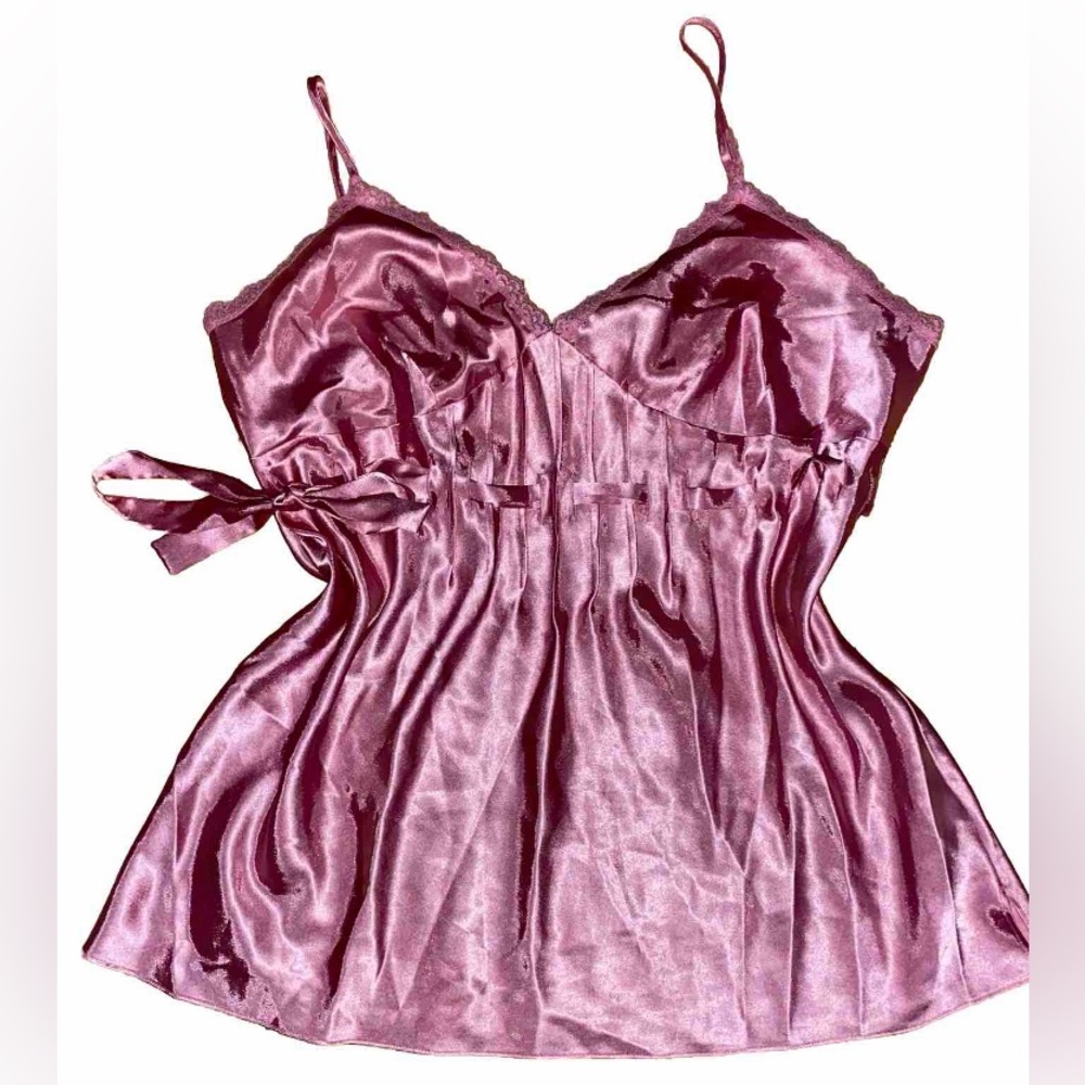 Satiny Pink Y2K Tie Front Cami